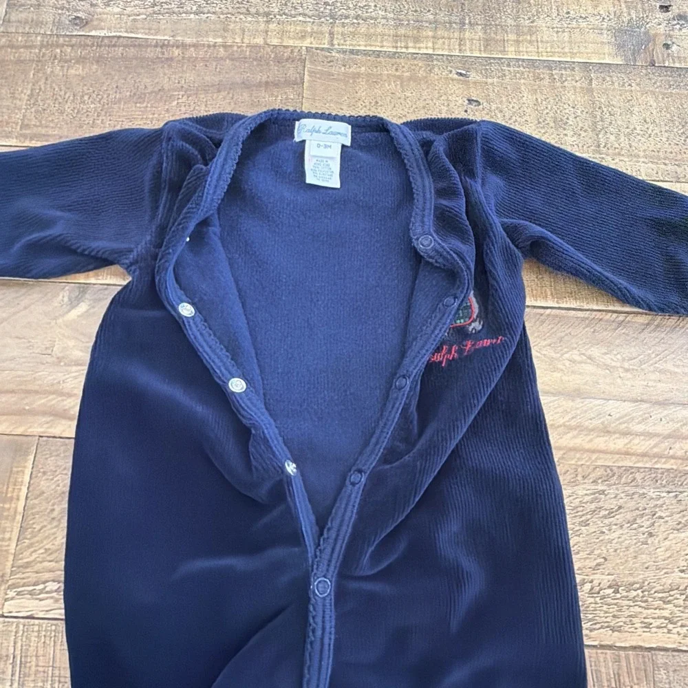 Vintage Ralph Lauren One Piece Baby 0-3 Months Royal Blue Scottie Dog